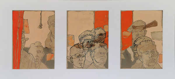 regardeurs III - 53x26 - tempera